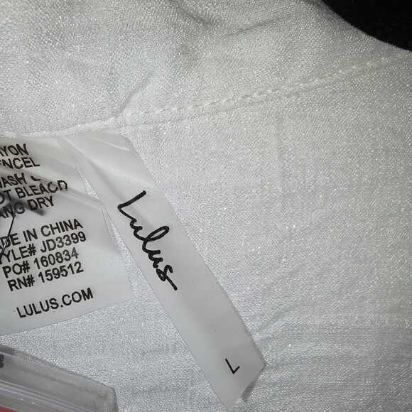 NWT Lulus Button-Front Collared Shirt Dress Size L White Summer Beach Cover Up - Picture 10 of 11